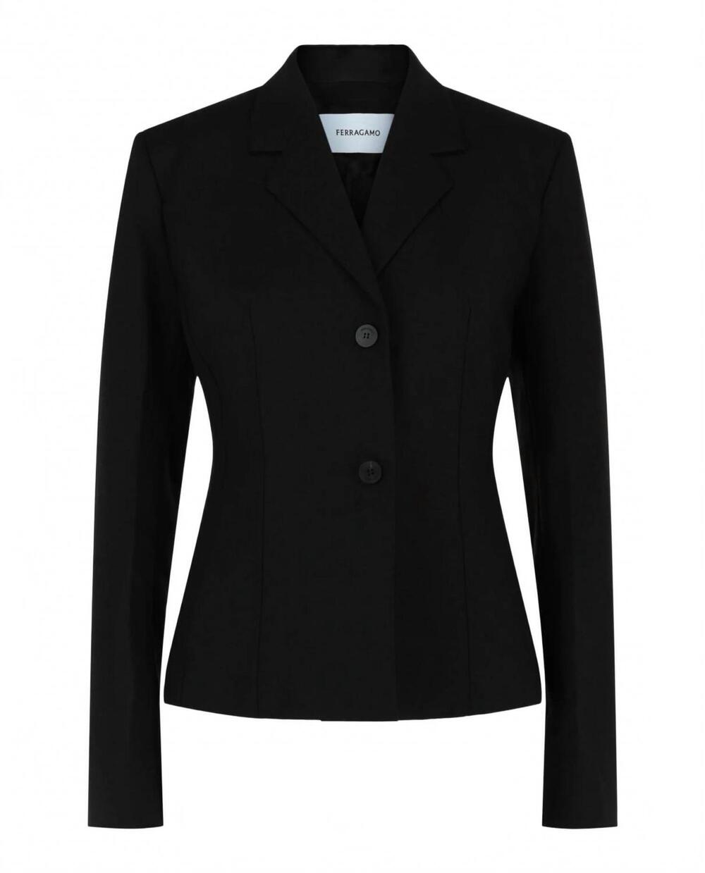 NEW SALVATORE FERRAGAMO women's wool blend blazer in black